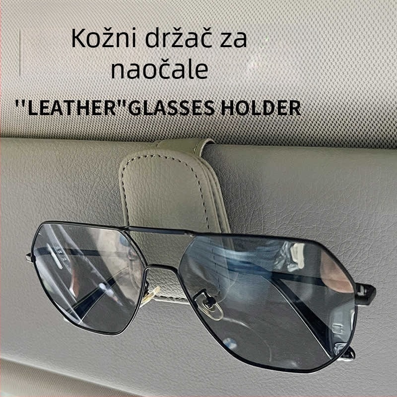 Držač naočala za auto s klipom za naočale i džepom za kartice za sunčani vizir - Materijal PU koža, Podrijetlo: Wenzhou, Mogućnost prilagodbe