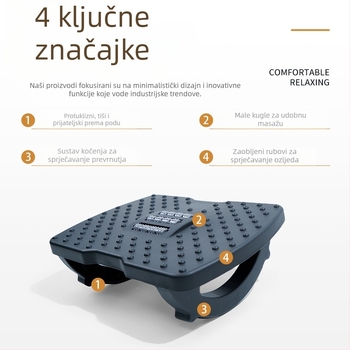 Podmetač za stopala ispod stola, protuklizan, ljuljajući dizajn, plastični s PP punjenjem, prilagodljiv, model Shake upgraded pedal