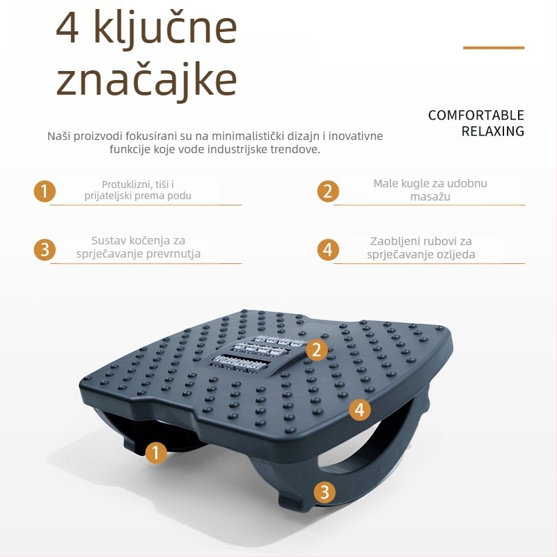 Podmetač za stopala ispod stola, protuklizan, ljuljajući dizajn, plastični s PP punjenjem, prilagodljiv, model Shake upgraded pedal