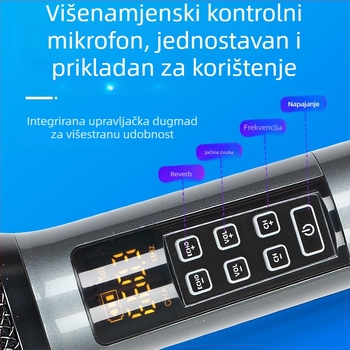 Mikrofon za KTV/uživo izvedbu, model U540B - frekvencijski odziv 20 Hz–20 kHz, SNR ≥95 dB, izmjenjiva baterija 1000–1200 mAh, trajanje baterije 3–6 sati