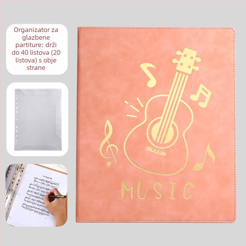 Kožna mapa za partiture, Monrick brend, model Music score clip, 20 stranica, debljina 30