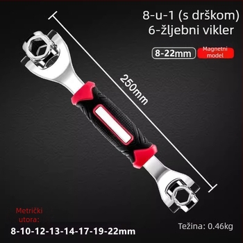 Višefunkcionalni set ključeva 52-u-1 i 8-u-1, od krom-vanadijevog čelika, kromirana površina, dvostruka namjena