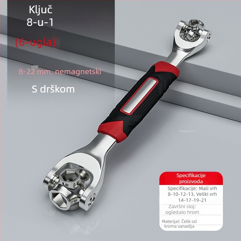Višefunkcionalni set ključeva 52-u-1 i 8-u-1, od krom-vanadijevog čelika, kromirana površina, dvostruka namjena