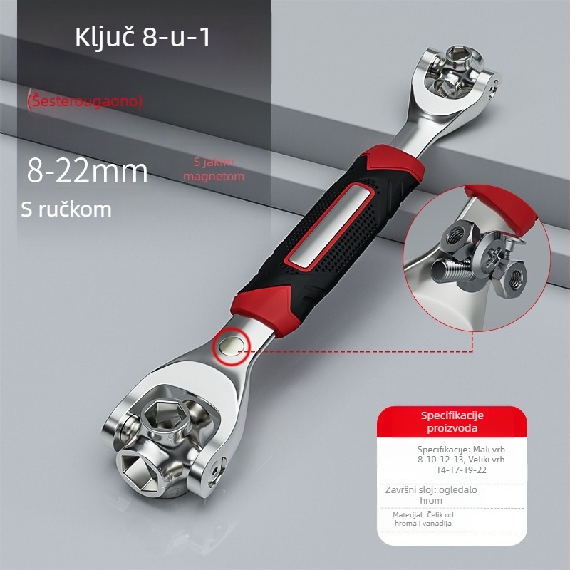 Višefunkcionalni set ključeva 52-u-1 i 8-u-1, od krom-vanadijevog čelika, kromirana površina, dvostruka namjena