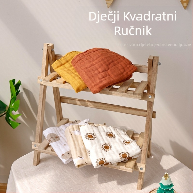 Šestoslojni bebi ubrus od bambusovih vlakana, upijajući, četvrtast s otisom crtanih likova, s mogućnošću kačenja