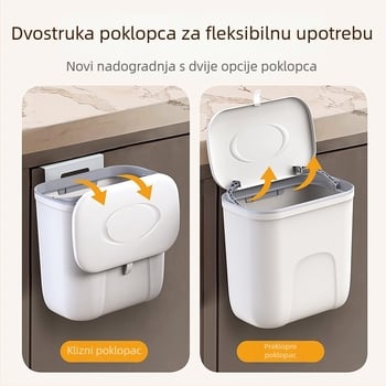 Zidni kanta za otpad, ovalna, 12L, plastična, bez poklopca