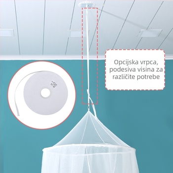 Mreža protiv komaraca za dječji krevetić s visećim kupolom, potpuno pokriće, 3 vrata, metalni okvir, pogodno za bebe 0–10 mjeseci