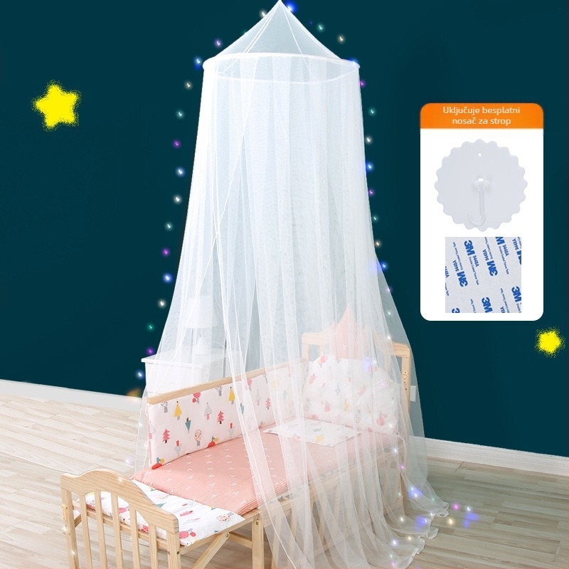 Mreža protiv komaraca za dječji krevetić s visećim kupolom, potpuno pokriće, 3 vrata, metalni okvir, pogodno za bebe 0–10 mjeseci