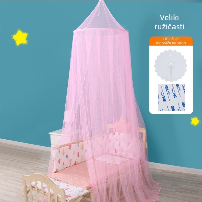 Mreža protiv komaraca za dječji krevetić s visećim kupolom, potpuno pokriće, 3 vrata, metalni okvir, pogodno za bebe 0–10 mjeseci