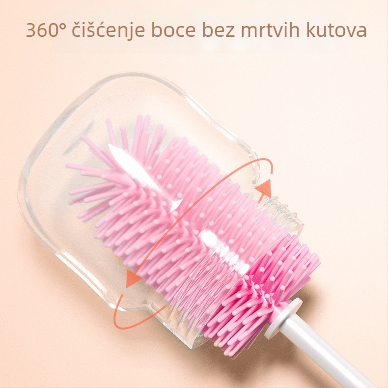 Tri u jednome set silikonih četkica za bočicu; uključuje četku za bradavicu i četku za slamku; otporan silikon i ABS; 89 g; SAIDAH