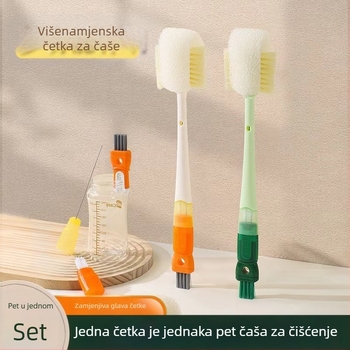 Četka za čaše s dugom držačem, 5-u-1 višenamjenska spužasta četka za čišćenje čaša i boca