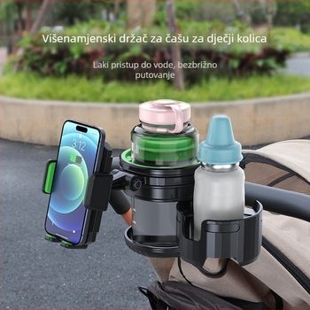 Univerzalni ABS držač čaše za kolica s držačem za telefon i držačem bočice