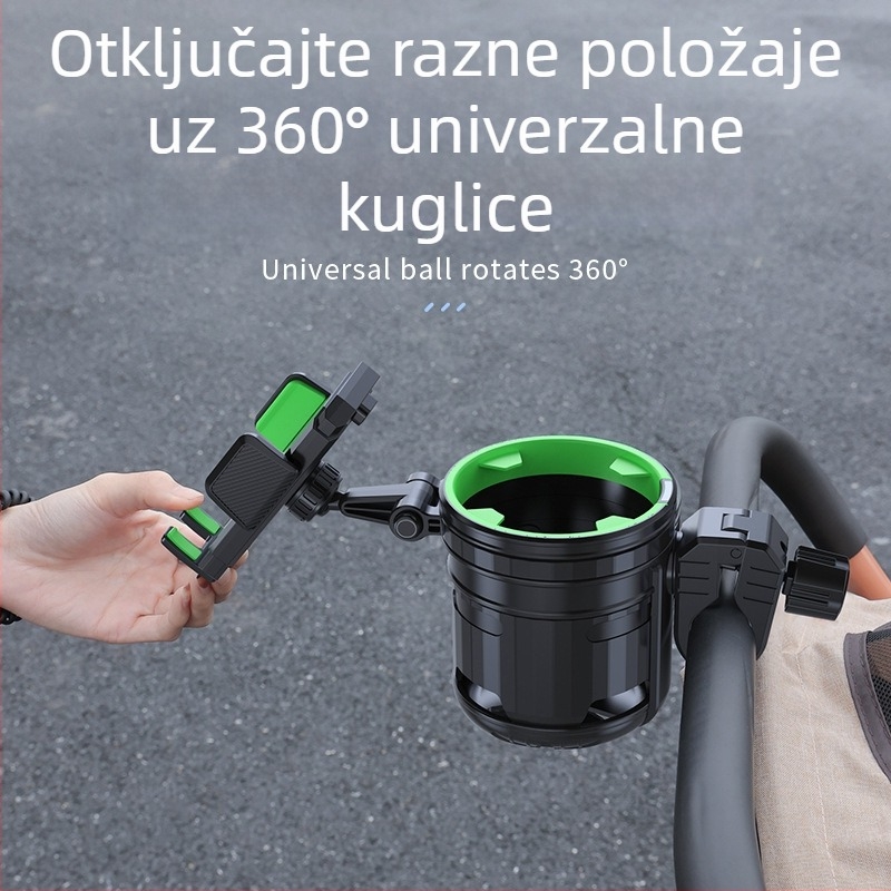 Univerzalni ABS držač čaše za kolica s držačem za telefon i držačem bočice