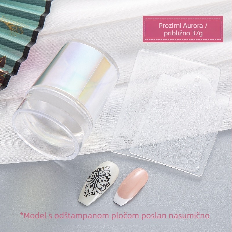 Set za nokte s prozirnom silikonskom glavom za otiskivanje i pločom za prijenos uzoraka – Princess serija, Aurora dizajni