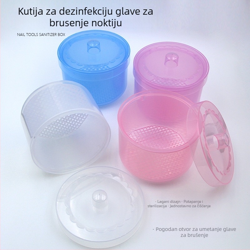 Kutija za dezinfekciju i skladištenje alata za nokte, plastična, 1 komad, za dezinfekciju i čišćenje glavica za poliranje