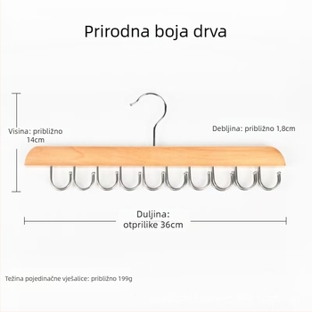 Drveni stalak za hlače s 20 kukica, 360° rotacija, za kaiševe i kravate, moderan minimalistički organizator odjeće