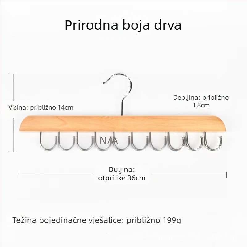Drveni stalak za hlače s 20 kukica, 360° rotacija, za kaiševe i kravate, moderan minimalistički organizator odjeće