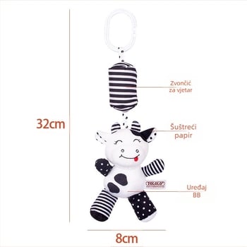 Tololo plišani dječji visi zvončić za kolijevku s motivom životinje, potiče vid i sluh te koordinaciju ruka-oca, za dob 0–3 godine