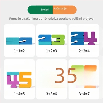 Drvene 3D blokovi s brojevima za ranu edukaciju — Brojeći domino blokovi, 0–38 komada, za uzrast 4–6 godina, boja na bazi vode