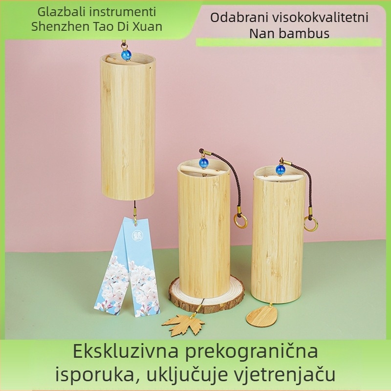 Bambusovi zvončići na vjetar — ručno pokretani bambusovi cijevni zvonovi; moderan minimalistički stil; pogodni za dom, vrt i otvorene prostore