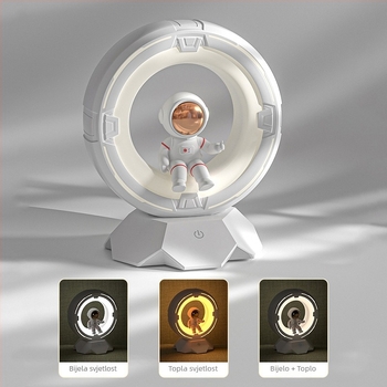 Noćna lampica s dizajnom astronauta za dječju sobu, PC abažur, ugrađena baterija, dodirni prekidač (Tip: Noćna lampica; Dizajn: Astronaut/Planeta; Materijal abažura: PC; Napajanje: Ugrađena baterija; Gumb: Dodirni)
