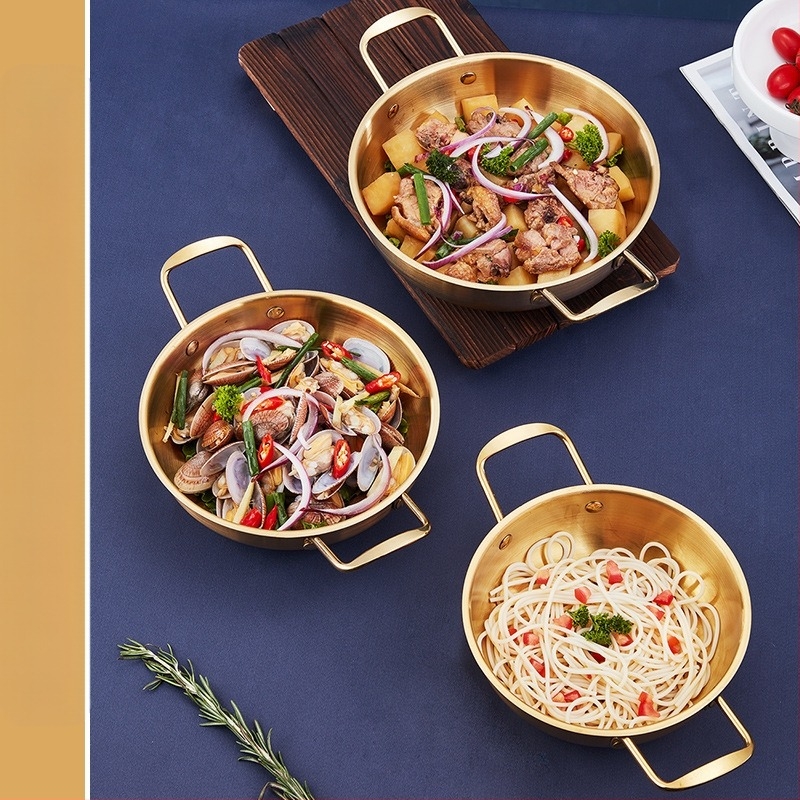 Korejskog stila mini lonac za plodove mora i rezance, nehrđajući čelik, neprijanjajuće, stakleni poklopac, kapacitet 2.1–4 L