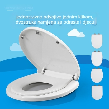 Univerzalni poklop za WC s mekim zatvaranjem, dvostruka uporaba za odrasle i djecu, PP ploča, razmak rupa 11–18 cm, uobičajeni način ugradnje