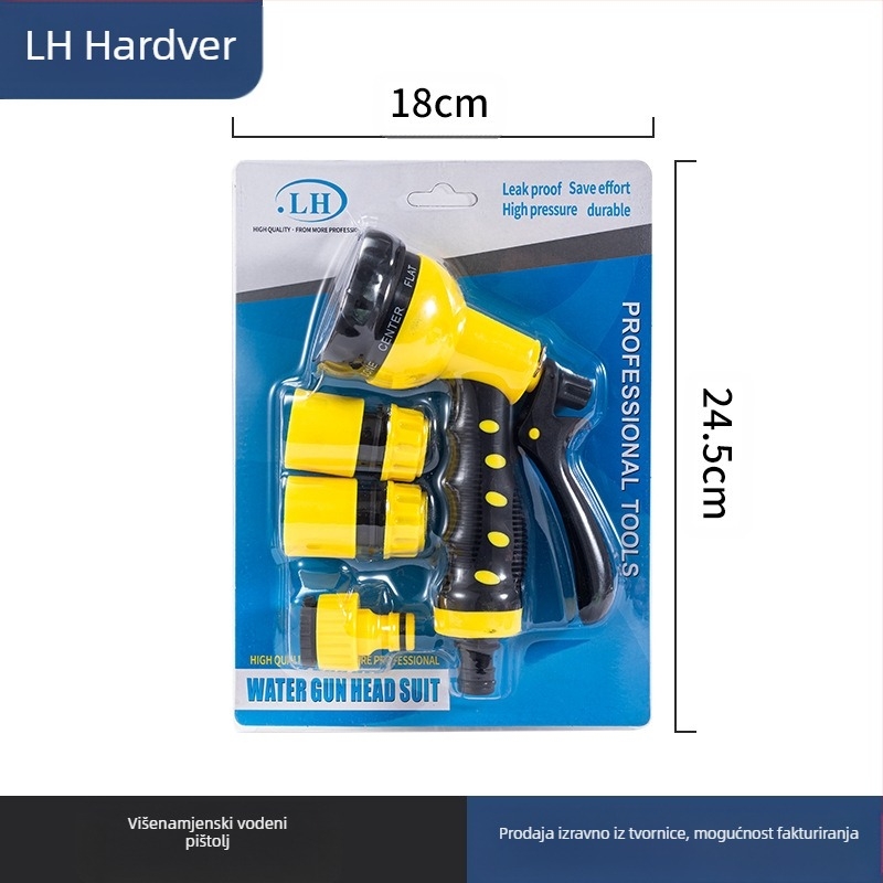 Yihu set pištolja za raspršivanje s 7 funkcija, za pranje automobila, zalijevanje vrta i čišćenje podova