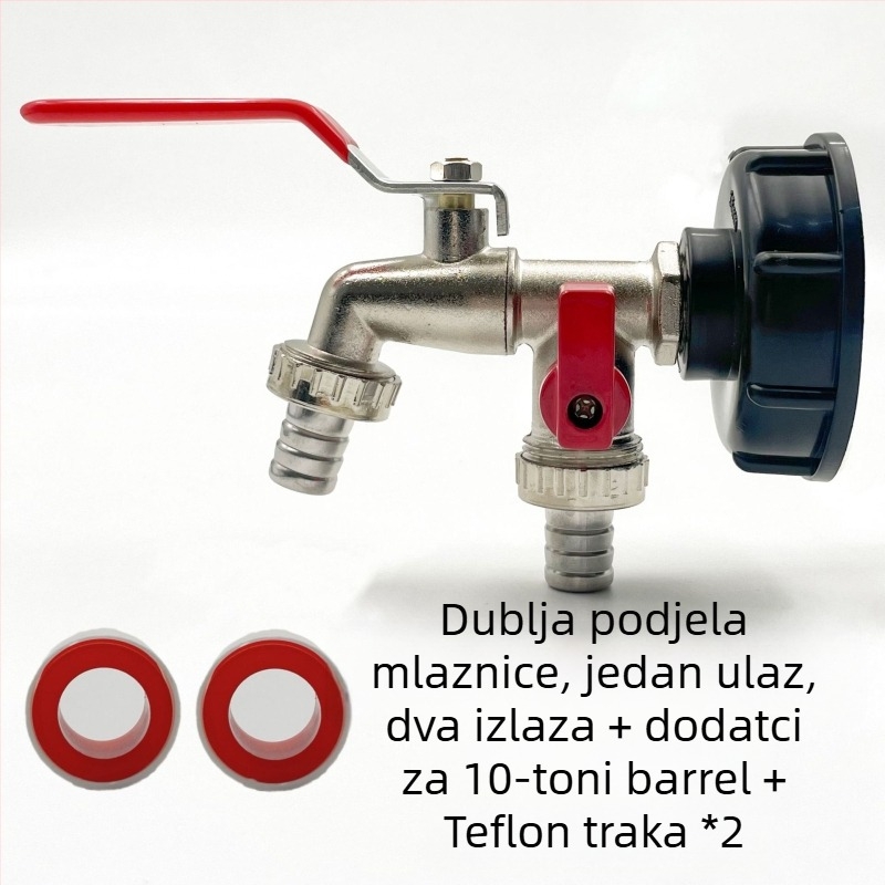 Vrtna slavina SZ-054 s dvostrukim izlazom — bakar, niklovani premaz, jednoručni dvostruki upravljanje, jednostavna ugradnja