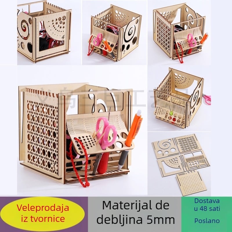 Drvena posuda za pređu i kutija za alate za pletenje, Basswood, kućna upotreba, američki stil