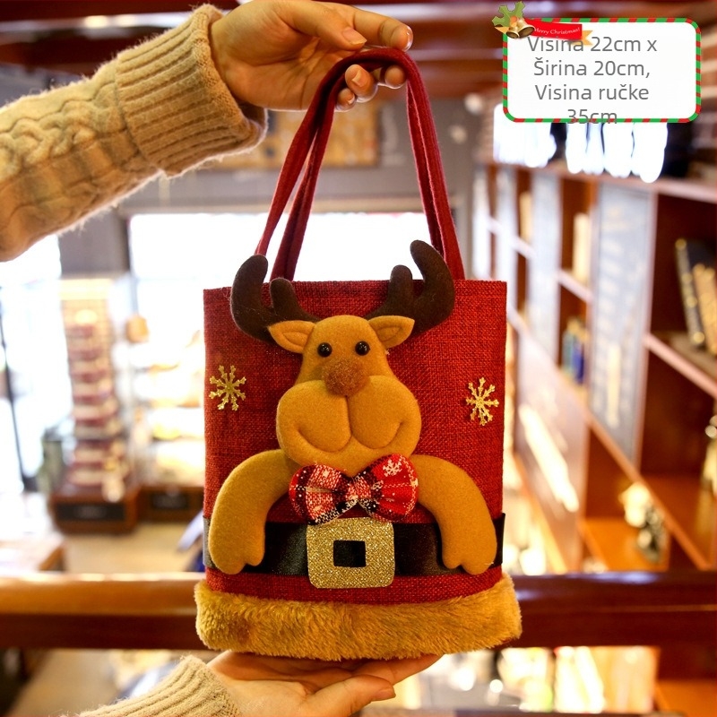 Platnena božićna torba za poklon – prijenosna torba za jabuke, moderan minimalistički stil, marka Qinbang (Materijal: platno; Primjenjivo: Božić)