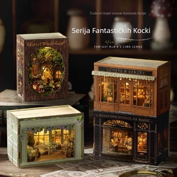 DIY drveni mini kućica-model - ručno izrađena edukativna igračka Wise House, uzrast 15–35