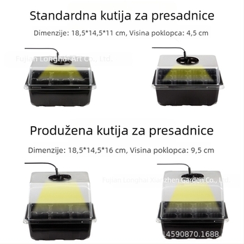 Posuda za klijanje s dodatnim osvjetljenjem, debela i podignuta, plastična paleta za sjetvu i uzgoj s 6/12 rupa