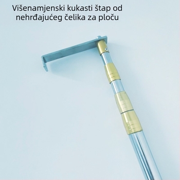 Teleskopska šipka od nehrđajućeg čelika s ravnom kukom, funkcija pozicioniranja, 3–6 sekcija, 0,3–1,5 kg, za vanjsku upotrebu
