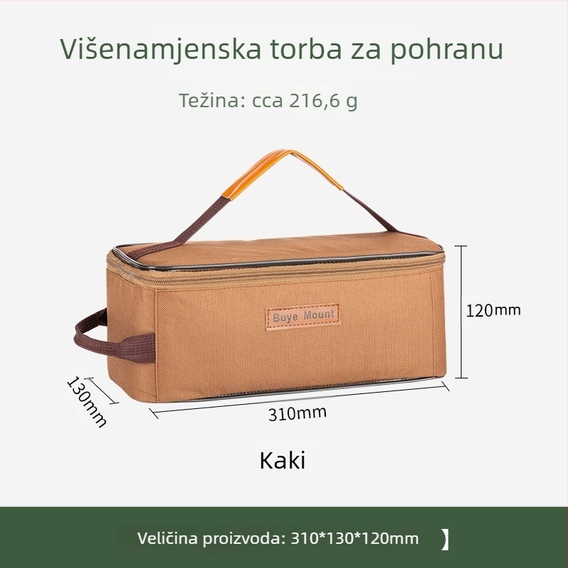 Vanjski kamperski organizator posuđa s pretincima za posuđe, prijenosna torba za piknik, otporan na habanje