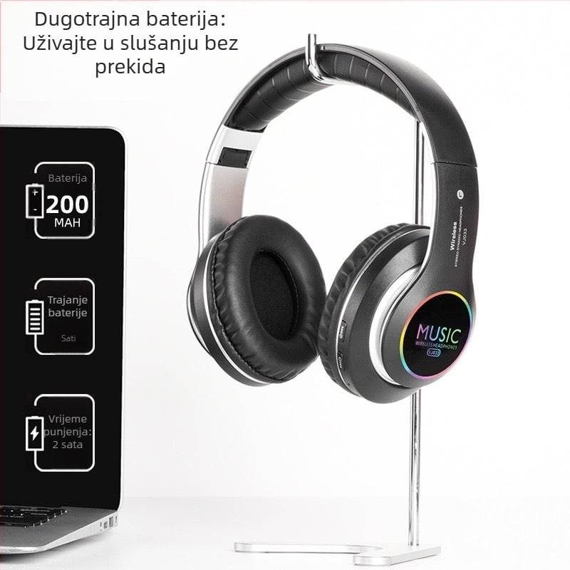Bežične sportske Bluetooth slušalice na glavi, Bluetooth 5.0, stereo, domet 10 m, trajanje baterije >8 h