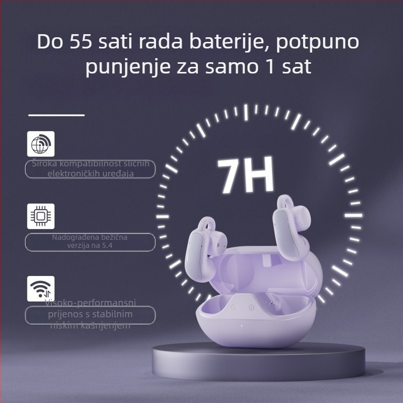 Bluetooth slušalice s klipom za uho, pravi bežični sa redukcijom šuma, domet 10 m, BT 5.3, stereo, trajanje baterije 4–8 h