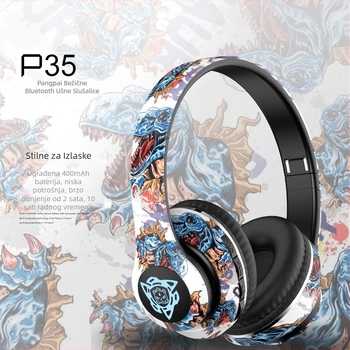 P35 bežični headset – Bluetooth 5.3, doseg 10 m, trajanje baterije 4–8 sati, stereo zvuk