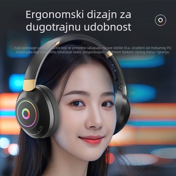 Yinshuer Gaming slušalice - sklopne, Bluetooth 5.4, domet 10 m, trajanje baterije >8 h, niska latencija za esportove