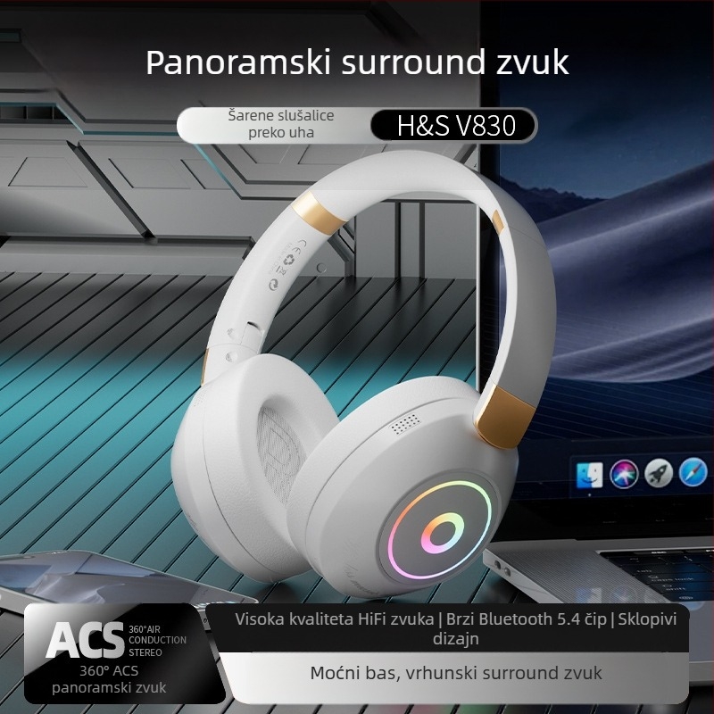 Yinshuer Gaming slušalice - sklopne, Bluetooth 5.4, domet 10 m, trajanje baterije >8 h, niska latencija za esportove