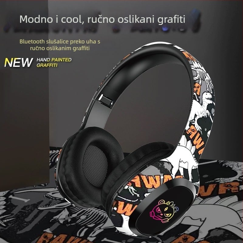 Slušalice za glavu Bluetooth 5.3, domet 10 m, stereo zvuk, trajanje baterije 4–8 h