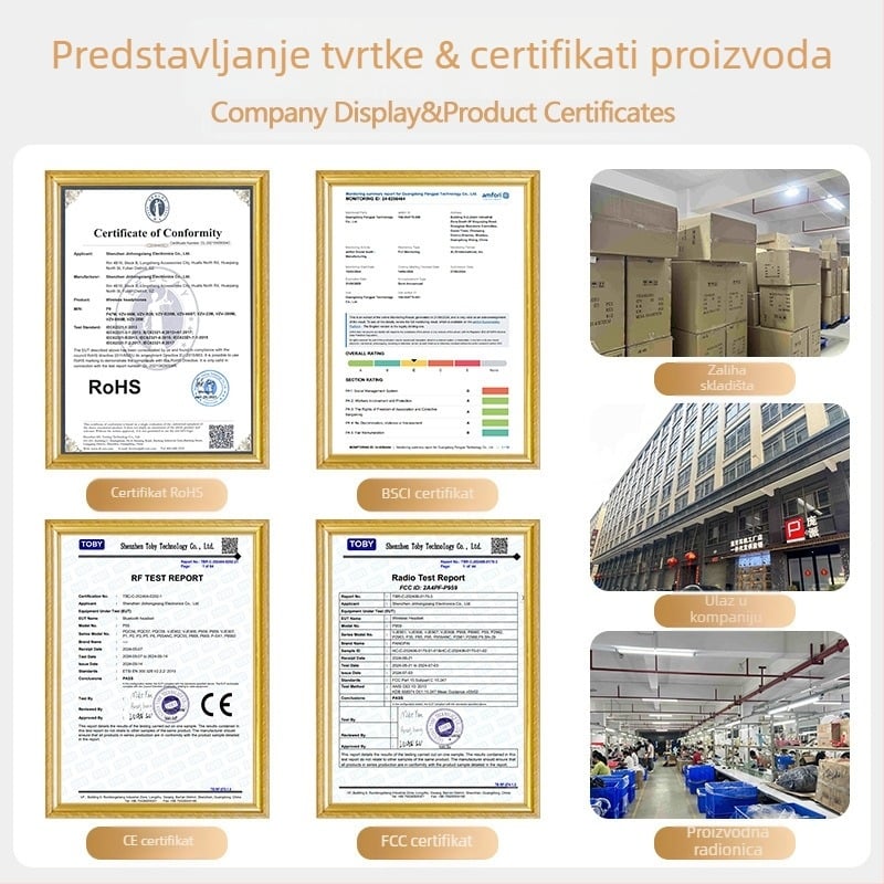 Slušalice za glavu Bluetooth 5.3, domet 10 m, stereo zvuk, trajanje baterije 4–8 h