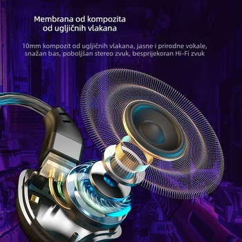 Žičane slušalice s ugrađenim mikrofonom, 3,5 mm jack, kabel 120 cm, 10 mm zvučnici, frekvencijski raspon 20 Hz–20 kHz