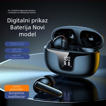 Prave bežične Bluetooth slušalice s ANC/ENC blokiranjem šuma, digitalni zaslon, Bluetooth 5.3, domet 10 m, IPX4 vodootporne