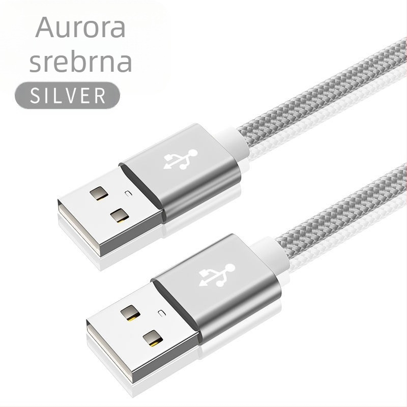 Pleteni USB-A-USB-A kabel za prijenos podataka, dvostruki kraj, dužina 1-2 m, USB 2.0, brzo punjenje