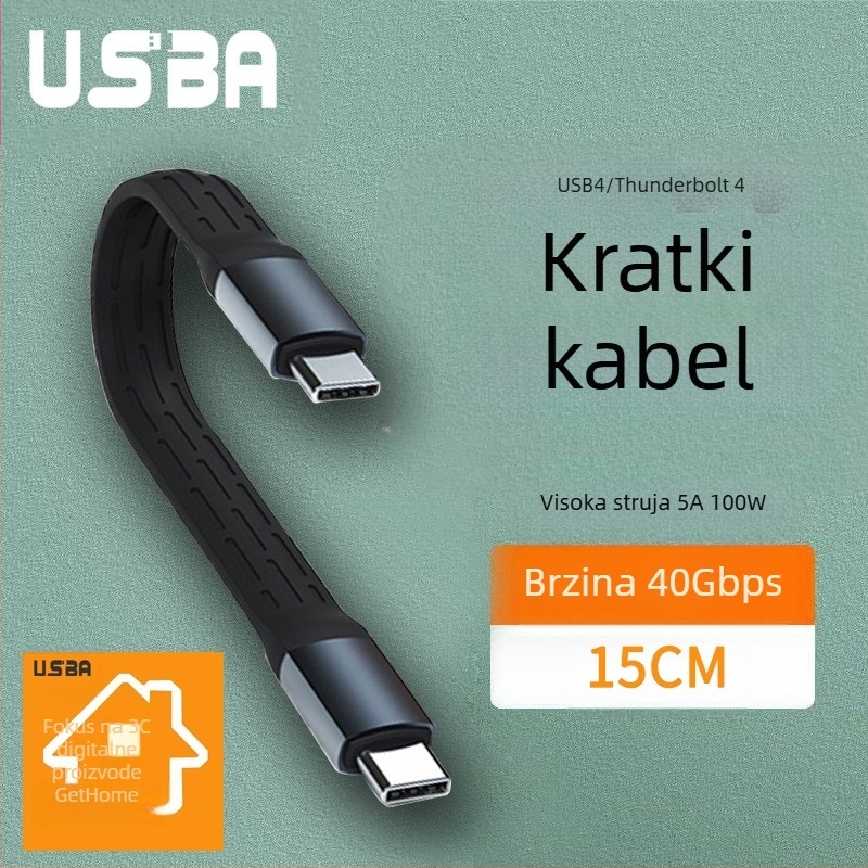 USBA USB-C USB4 Thunderbolt 4 podatkovni kabel, 8K@60Hz