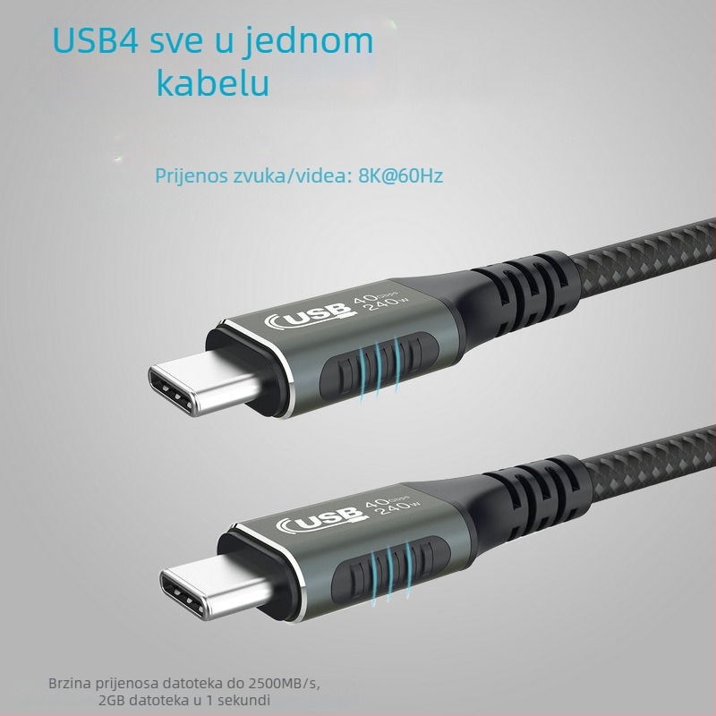 USBA USB-C USB4 Thunderbolt 4 podatkovni kabel, 8K@60Hz