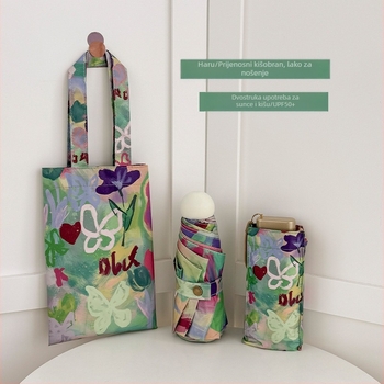 Haru automatska trostruka kišobran s 8 metalnih rebara, 190T poliester, UPF >50, mogućnost otiska logotipa