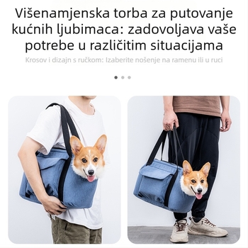 Torba za kućne ljubimce za putovanje za mačke i pse, pogodna za sve sezone, dvostruki sloj, prijenosna i sklopiva, od lana