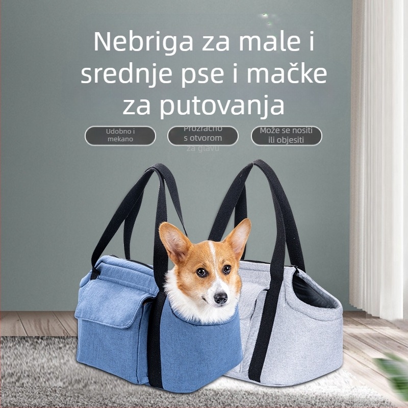 Torba za kućne ljubimce za putovanje za mačke i pse, pogodna za sve sezone, dvostruki sloj, prijenosna i sklopiva, od lana